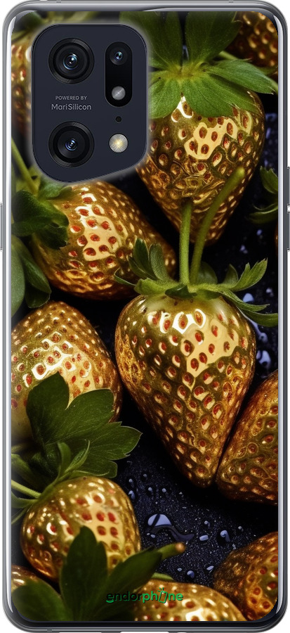 Силиконовый чехол Золотая клубника для Oppo Find X5 Pro - 5637u-2603 изображение 