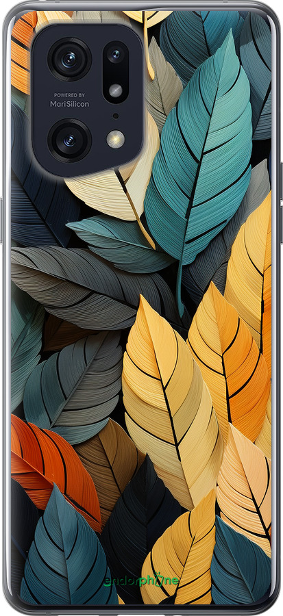 Силиконовый чехол Кольорове листя для Oppo Find X5 Pro - 5644u-2603 изображение 