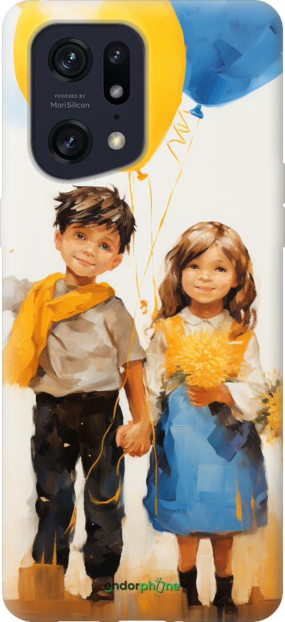 Силиконовый чехол Дети с шариками для Oppo Find X5 Pro - 5659u-2603 изображение 