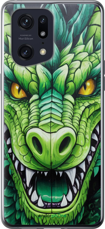 Силиконовый чехол Зелёный дракон для Oppo Find X5 Pro - 5816u-2603 изображение 