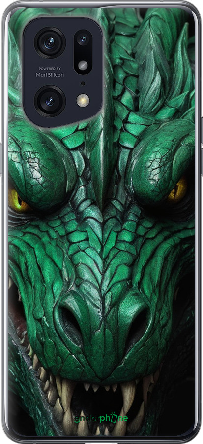 Силиконовый чехол Зелёный дракон v2 для Oppo Find X5 Pro - 5817u-2603 изображение 