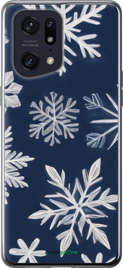 Силиконовый чехол Снежинки для Oppo Find X5 Pro - 5821u-2603 изображение 