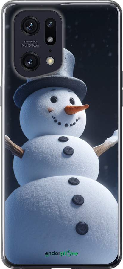 Силиконовый чехол Снеговик для Oppo Find X5 Pro - 5826u-2603 изображение 