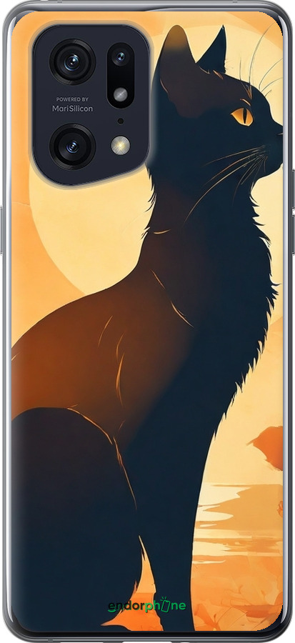 Силиконовый чехол Черная кошка v2 для Oppo Find X5 Pro - 5830u-2603 изображение 
