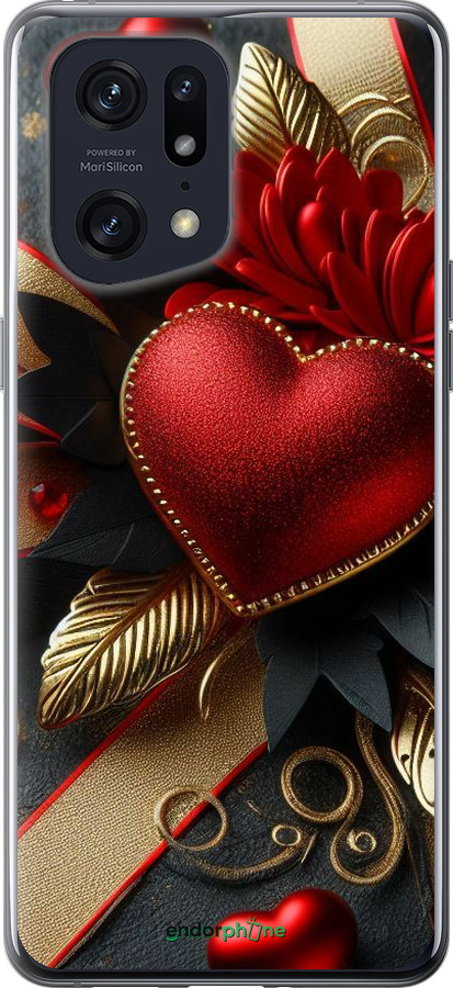 Силиконовый чехол Сердечки v2 для Oppo Find X5 Pro - 5832u-2603 изображение 
