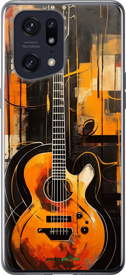 Силиконовый чехол Чехол для телефона Оранжевая Гитара для Oppo Find X5 Pro - 5934u-2603 изображение 