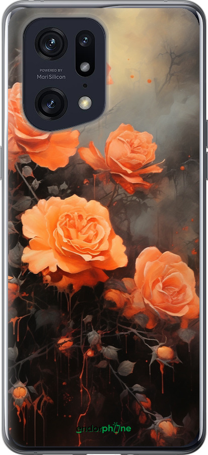 Силиконовый чехол Оранжевые розы для Oppo Find X5 Pro - 5944u-2603 изображение 