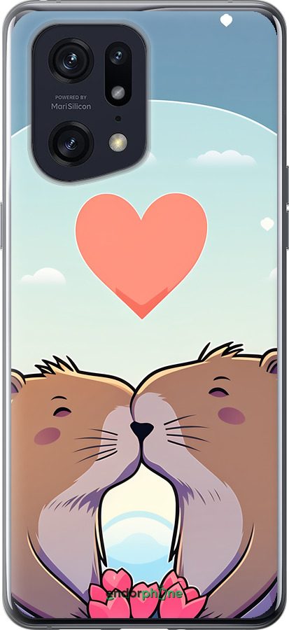 Силиконовый чехол Капибара любовь для Oppo Find X5 Pro - 6027u-2603 изображение 