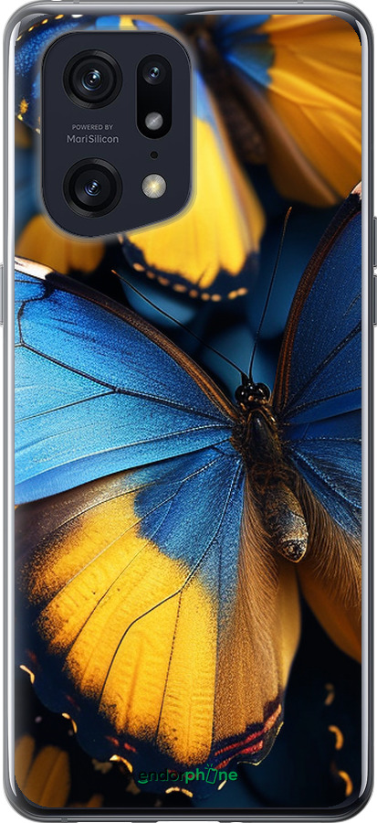 Силіконовий чехол Жовто-блакитні метелики для Oppo Find X5 Pro - 6046u-2603 изображение 