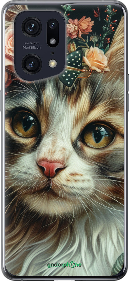 Силиконовый чехол Cats and flowers для Oppo Find X5 Pro - 6069u-2603 изображение 