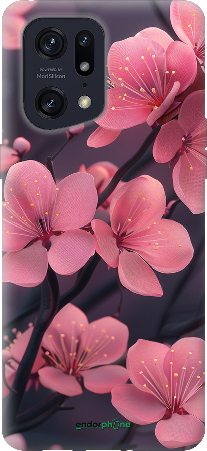 Силиконовый чехол Пурпурная сакура для Oppo Find X5 Pro - 6075u-2603 изображение 