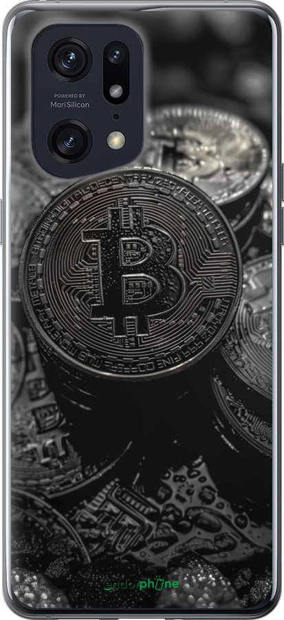 Силиконовый чехол Black Bitcoin для Oppo Find X5 Pro - 6090u-2603 изображение 
