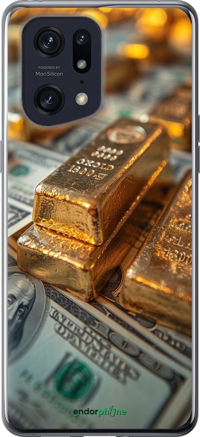 Силиконовый чехол Слитки и доллары для Oppo Find X5 Pro - 6105u-2603 изображение 