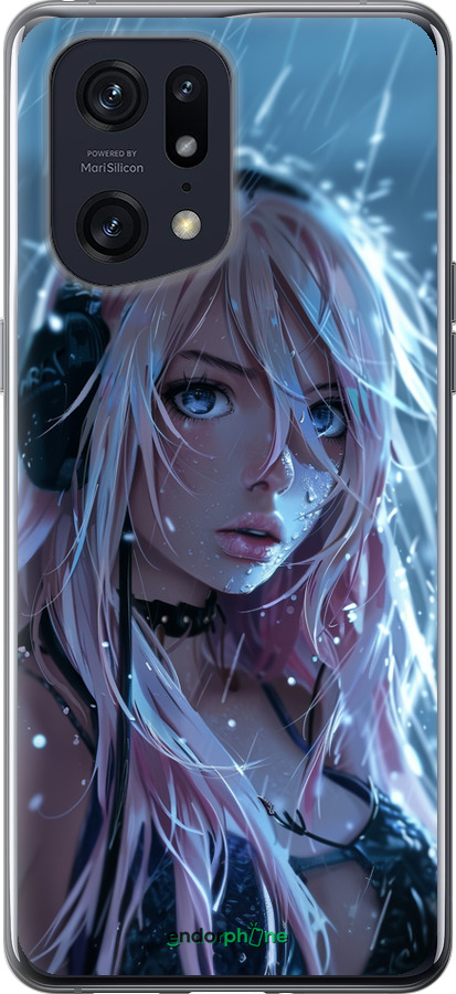 Силиконовый чехол Неоновый дождь для Oppo Find X5 Pro - 6119u-2603 изображение 