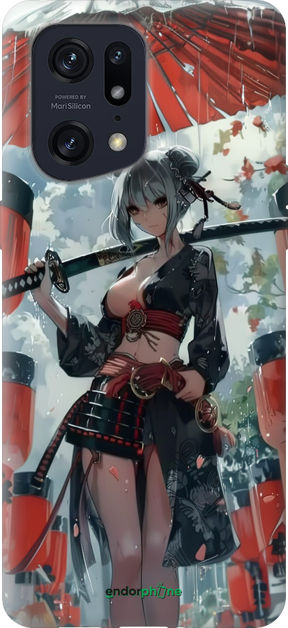 Силиконовый чехол Гейша-воин для Oppo Find X5 Pro - 6124u-2603 изображение 