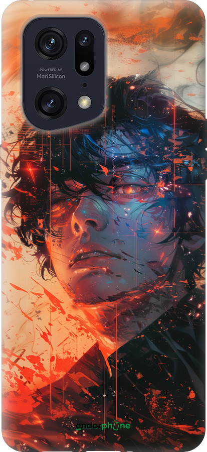 Силиконовый чехол Лицо в пламени для Oppo Find X5 Pro - 6127u-2603 изображение 