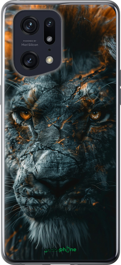 Силиконовый чехол Пламенный лев для Oppo Find X5 Pro - 6153u-2603 изображение 