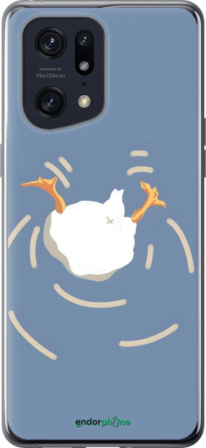 Силиконовый чехол Гусь ныряет для Oppo Find X5 Pro - 6275u-2603 изображение 