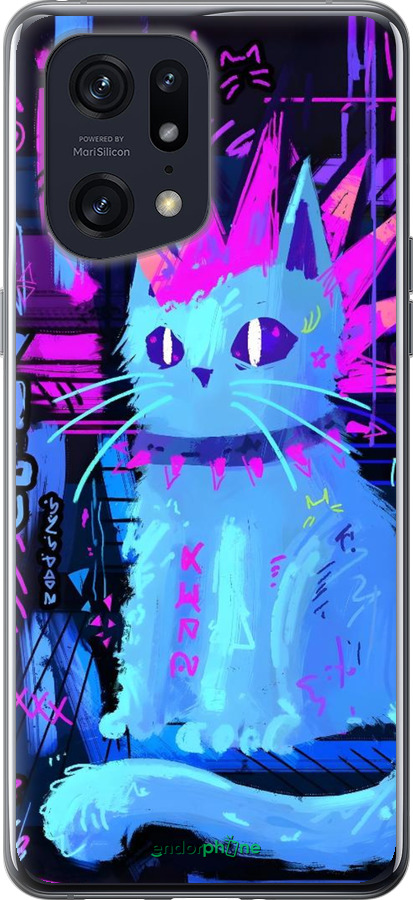 Силиконовый чехол Кот панк для Oppo Find X5 Pro - 6311u-2603 изображение 