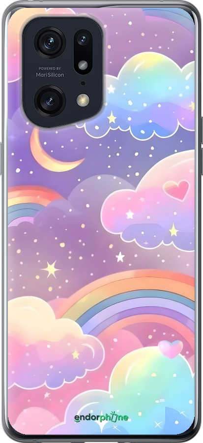 Силиконовый чехол Облака и радуга для Oppo Find X5 Pro - 6312u-2603 изображение 