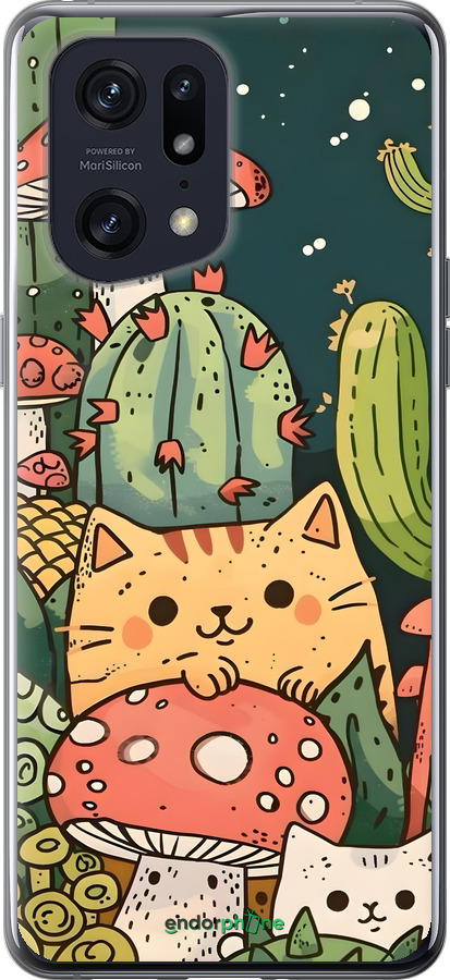 Силіконовий чехол Коти гриби для Oppo Find X5 Pro - 6321u-2603 изображение 