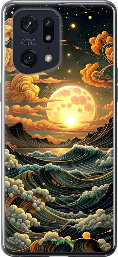 Силиконовый чехол Арт волны для Oppo Find X5 Pro - 6332u-2603 изображение 