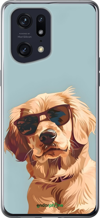 Силиконовый чехол Пес в очках для Oppo Find X5 Pro - 6381u-2603 изображение 