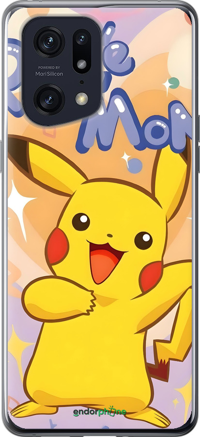 Силиконовый чехол Пикачу для Oppo Find X5 Pro - 6383u-2603 изображение 