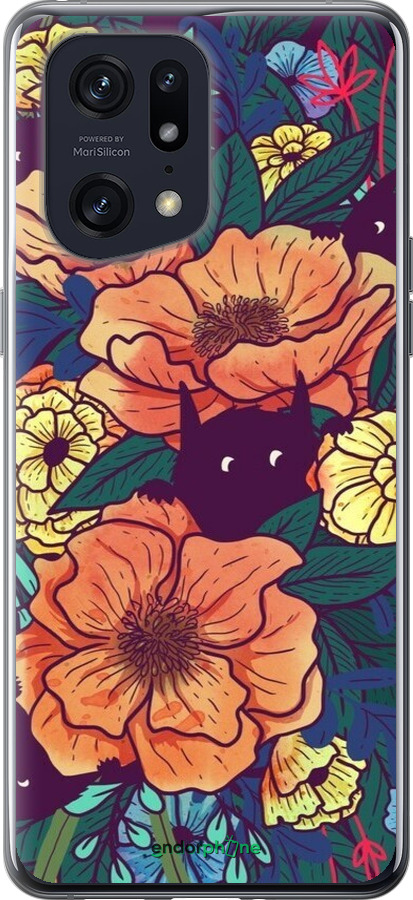 Силиконовый чехол С изображением полевых цветов для Oppo Find X5 Pro - 6419u-2603 изображение 