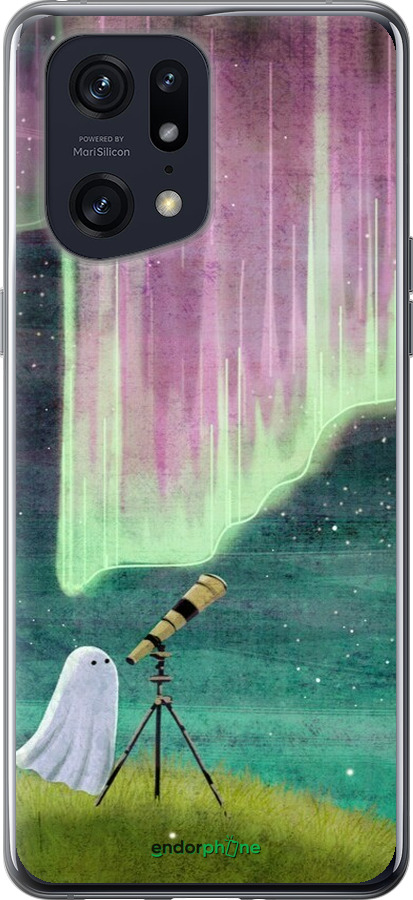 Силиконовый чехол Привидение и звезды для Oppo Find X5 Pro - 6443u-2603 изображение 