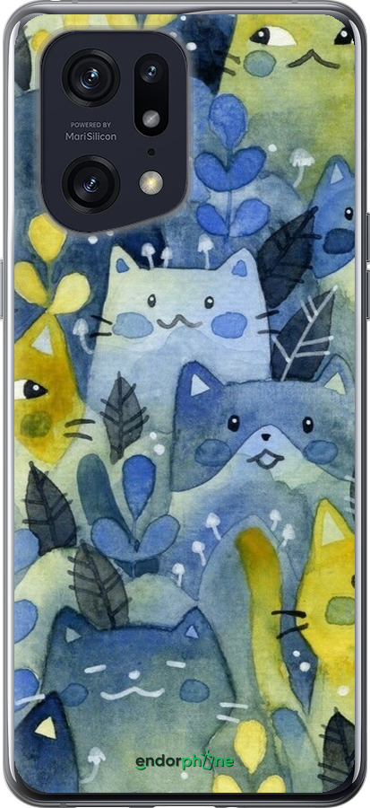 Силіконовий чехол Із зображенням котячого лісу для Oppo Find X5 Pro - 6447u-2603 изображение 