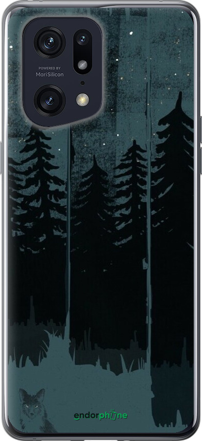 Силиконовый чехол Лиса и ночной лес для Oppo Find X5 Pro - 6481u-2603 изображение 