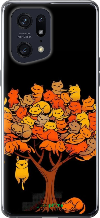 Силіконовий чехол Дерево та котики для Oppo Find X5 Pro - 6516u-2603 изображение 