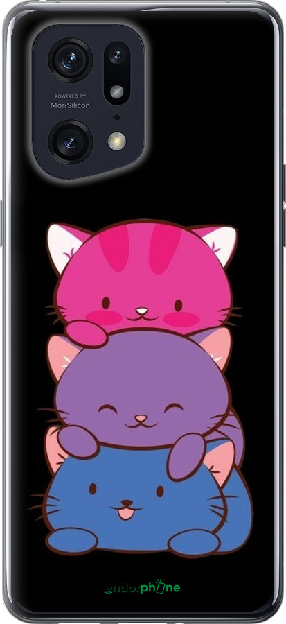 Силиконовый чехол Милые кошки для Oppo Find X5 Pro - 6518u-2603 изображение 