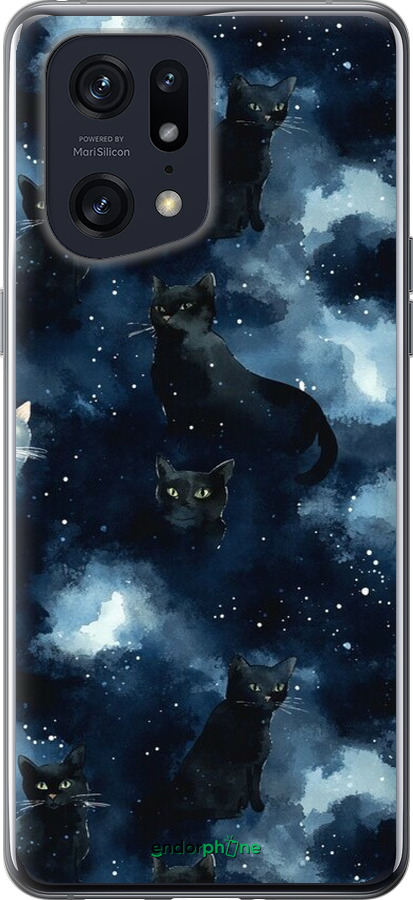 Силиконовый чехол Изображение Кошек с тёмной акварелью для Oppo Find X5 Pro - 6521u-2603 изображение 