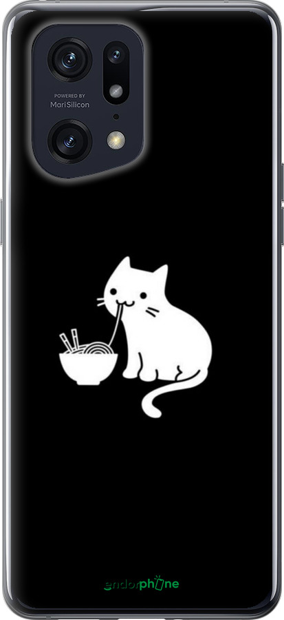 Силіконовий чехол Милий кіт на чорному фоні для Oppo Find X5 Pro - 6528u-2603 изображение 