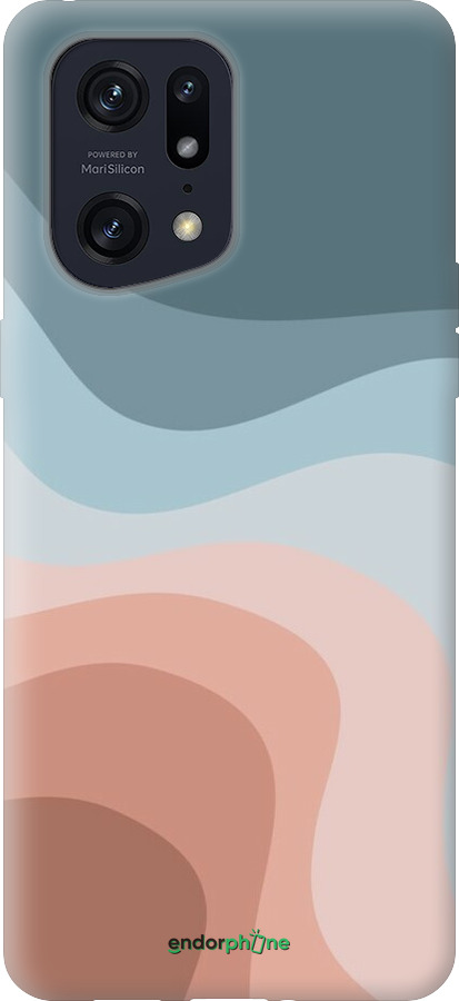 Силиконовый чехол С синими и розовыми волнами в стиле ретро для Oppo Find X5 Pro - 6532u-2603 изображение 