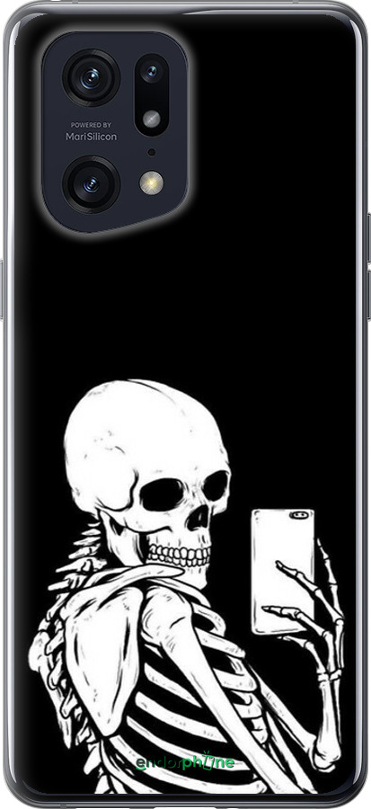 Силіконовий чехол Скелет робить Selfie для Oppo Find X5 Pro - 6535u-2603 изображение 