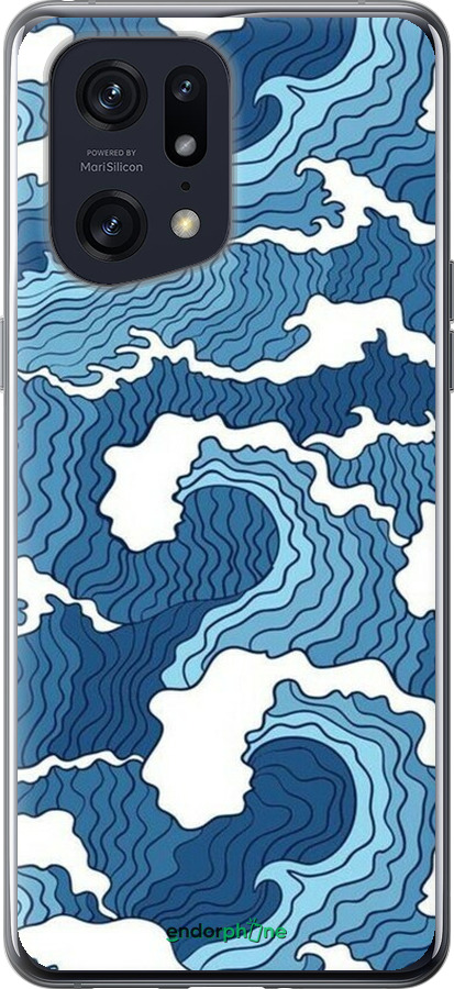 Силіконовий чехол Абстрактний малюнок морських хвиль для Oppo Find X5 Pro - 6538u-2603 изображение 