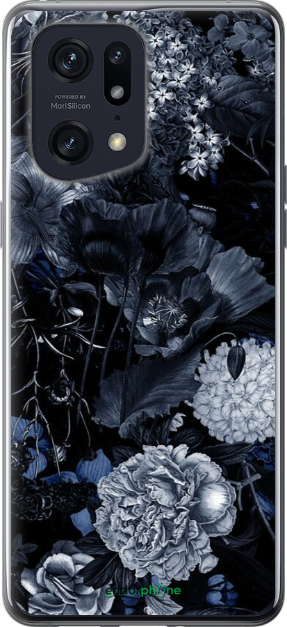 Силиконовый чехол Абстрактный цветочный рисунок в синих тонах для Oppo Find X5 Pro - 6539u-2603 изображение 