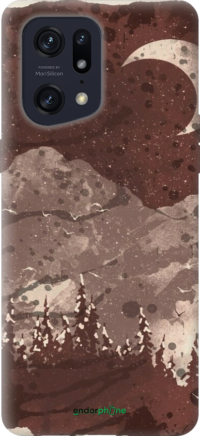 Силиконовый чехол С изображением лунного пейзажа в ночном лесу для Oppo Find X5 Pro - 6546u-2603 изображение 