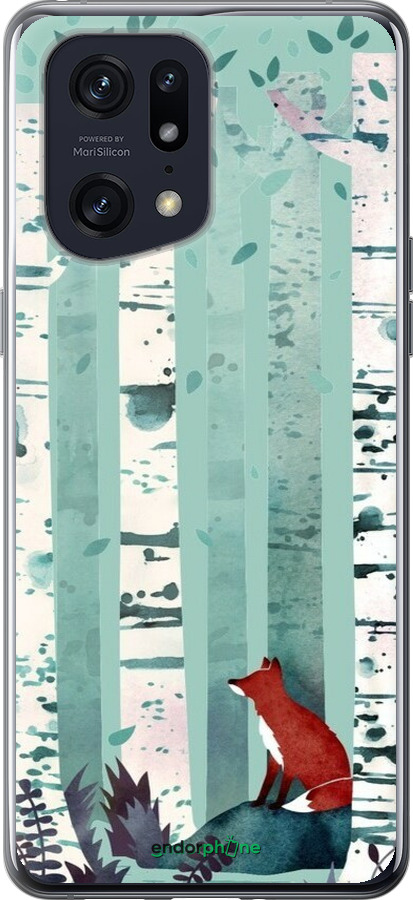 Силиконовый чехол Лис в зелёном лесу для Oppo Find X5 Pro - 6547u-2603 изображение 