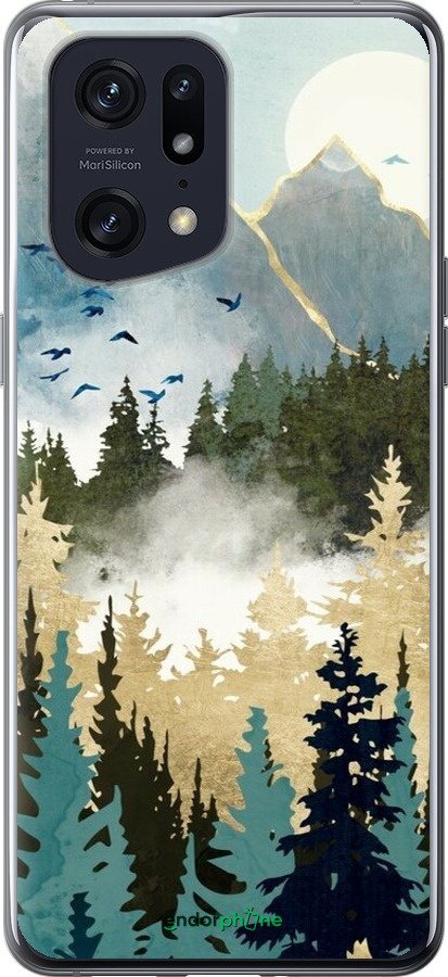 Силиконовый чехол С изображением лесного пейзажа для Oppo Find X5 Pro - 6548u-2603 изображение 