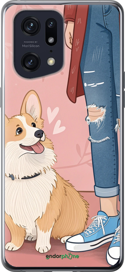 Силиконовый чехол Корги 3 для Oppo Find X5 Pro - 6707u-2603 изображение 