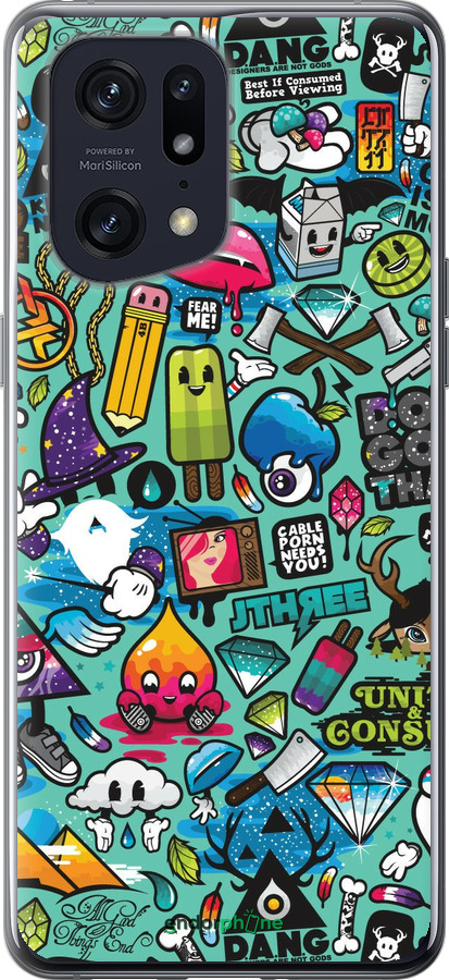 Силіконовий чехол Стікер бомбінг 1 для Oppo Find X5 Pro - 693u-2603 изображение 