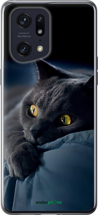 Силіконовий чехол Димчастий кіт для Oppo Find X5 Pro - 825u-2603 изображение 