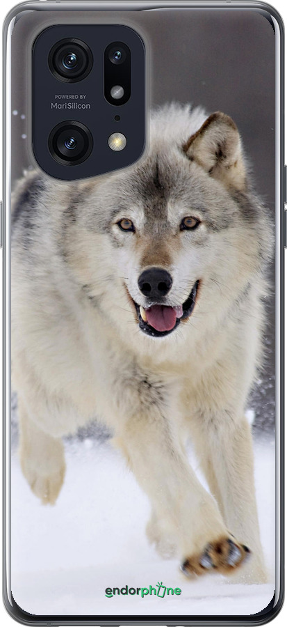 Силиконовый чехол Бегущий волк для Oppo Find X5 Pro - 826u-2603 изображение 