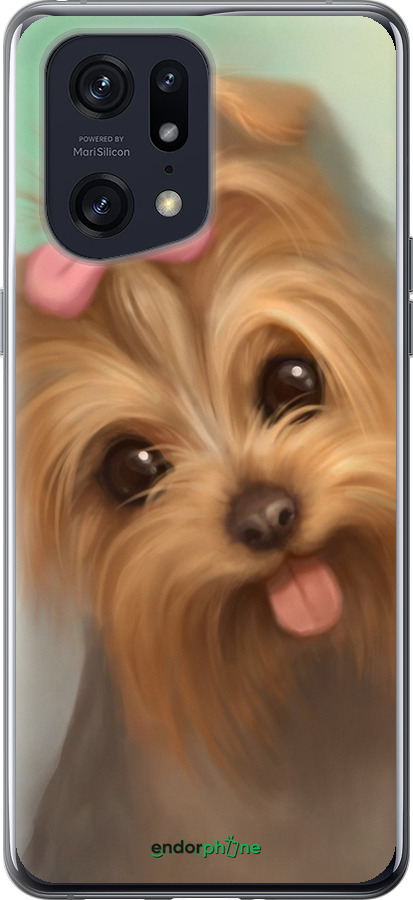 Силиконовый чехол Нарисованный йоркширский терьер для Oppo Find X5 Pro - 928u-2603 изображение 