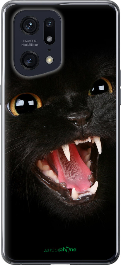 Силиконовый чехол Чёрная кошка для Oppo Find X5 Pro - 932u-2603 изображение 