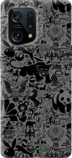 Силиконовый чехол Чёрно-серый стикер бомбинг для Oppo Find X5 - 2432u-2602 изображение 